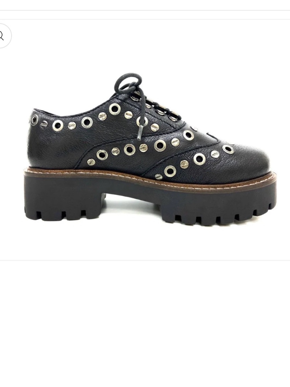 oobash Black Lucy ‘90 Repro Leather Studded Lace Up Chunky Platforms Sz 10 $150